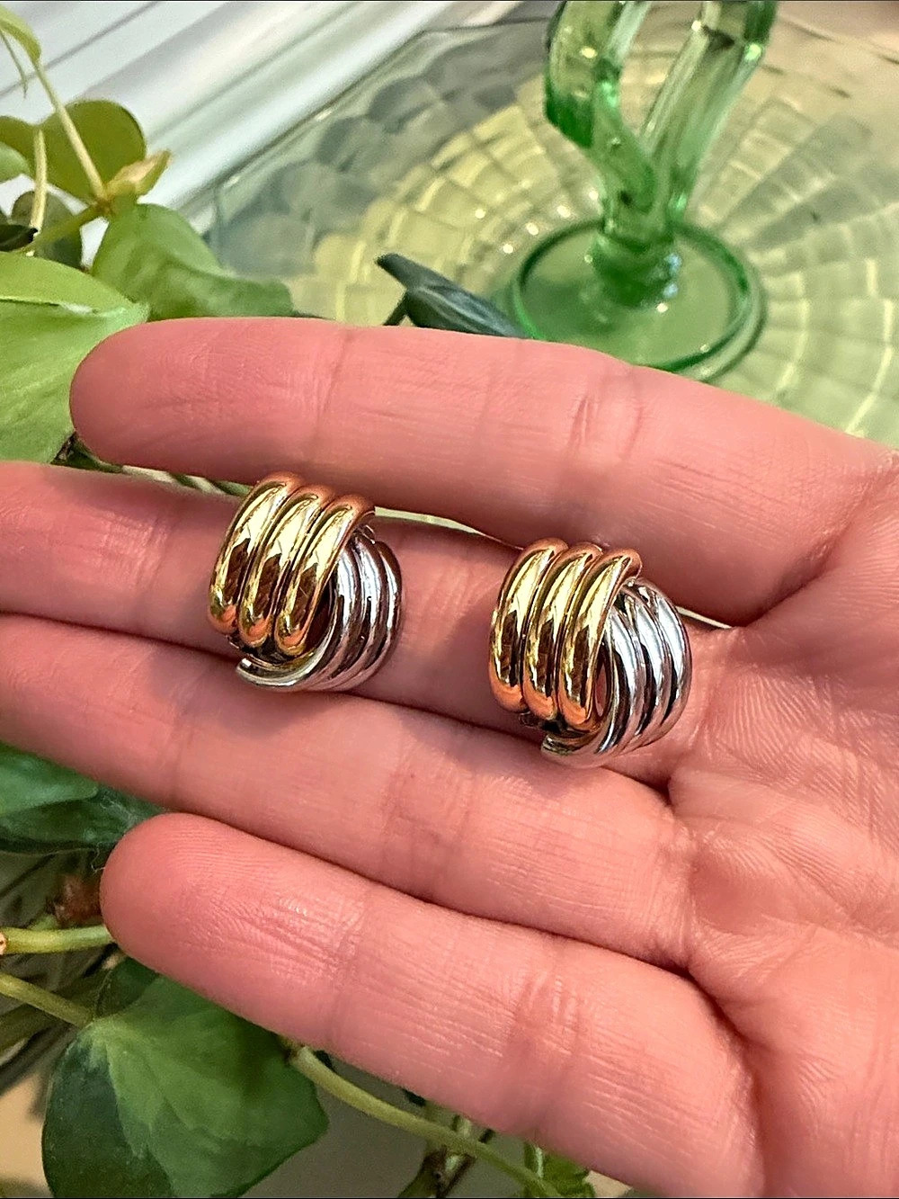 Two-Tone Chunky Earrings Like New